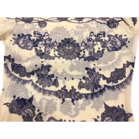 Vintage 1990's Jean Paul Gaultier Sheer Mesh Tattoo Print Dress in Ecru - Picture 3 of 6